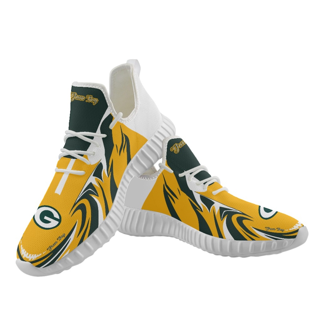 Women's Green Bay Packers Mesh Knit Sneakers/Shoes 016